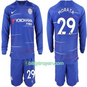 Billige Fotballdrakter Chelsea Alvaro Morata 29 Barn Hjemmedraktsett 2018/19 Langermet